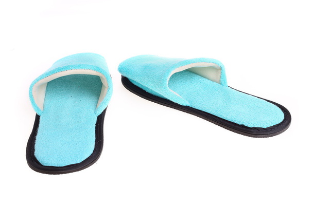 modré pantofle obuv izolovaných na bílém pozadí - Fotografie, Obrázek