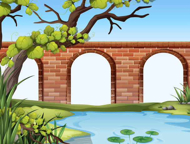 Most a rybník - Vektor, obrázek