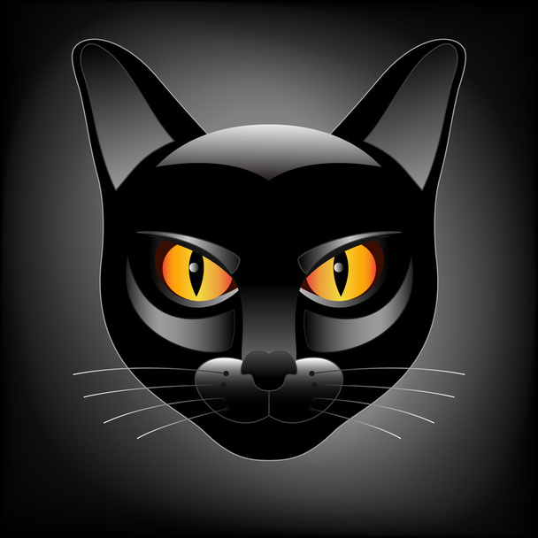 Cabeza de gato negro Halloween
 - Vector, Imagen