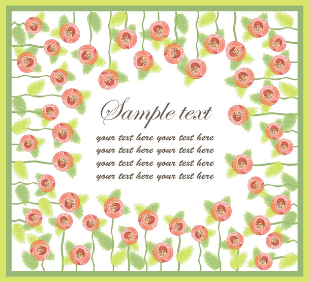 Decorative framework. Greeting card with roses. - Vector, Imagen