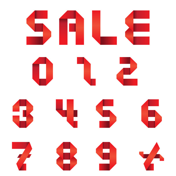 Sale Text & Numbers Set : Origami Style - Vector, Image