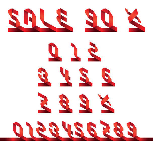 Πώληση κείμενο & αριθμούς Set: Στυλ Origami - Διάνυσμα, εικόνα