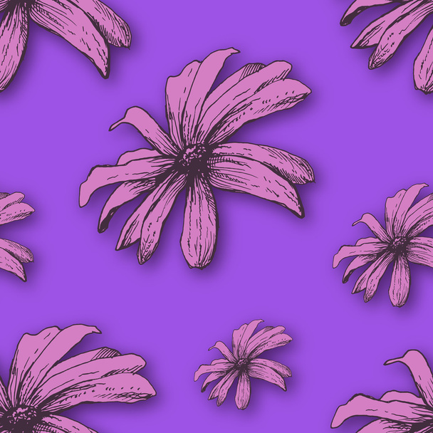 Vector background with hand drawn flowers. - Vector, Image