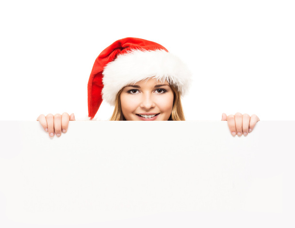 Christmas girl with  banner - Foto, afbeelding