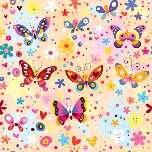 Colorful butterflies pattern - Vector, imagen