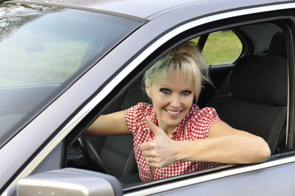 woman driving a gray car - Photo, image