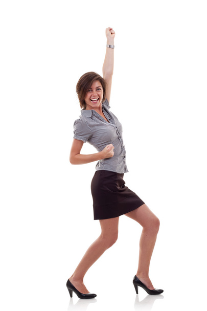 Happy business woman winning - Фото, изображение