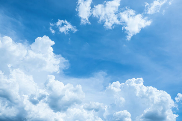 Panorama blue sky with tiny clouds nature abstract seasonal background - Zdjęcie, obraz