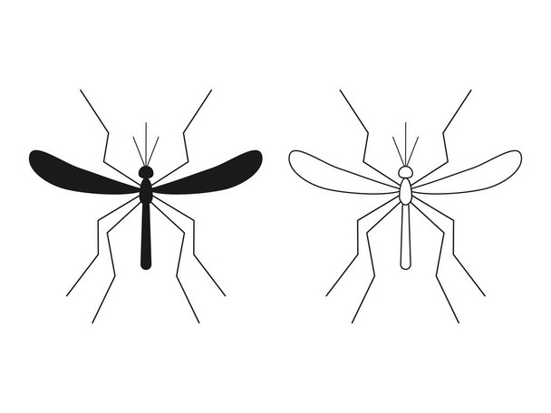 蚊マラリアセット。 蚊を飛ぶラインは昆虫のコレクションを集めます. 白に分離されたベクトルイラスト. - ベクター画像