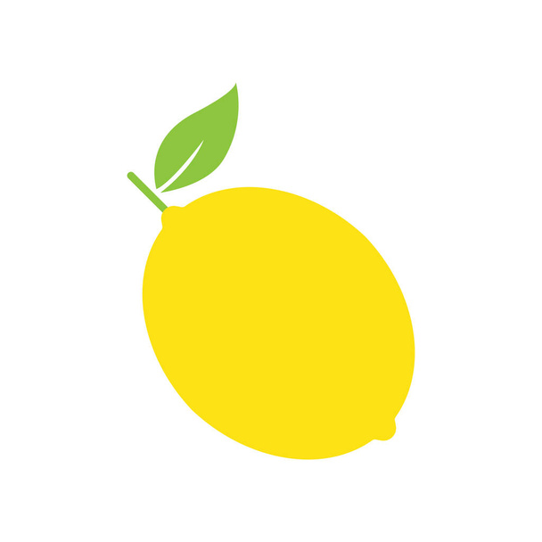 Lemon fruit. Yellow flat citrus. Lemonade ingredient. Vector isolated on white. - Vector, Image