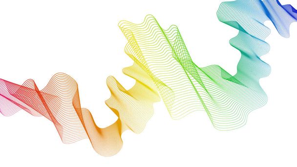 Fondo abstracto con líneas de gradiente de onda de colores sobre fondo blanco. Fondo de tecnología moderna, diseño de onda. Ilustración vectorial - Vector, Imagen