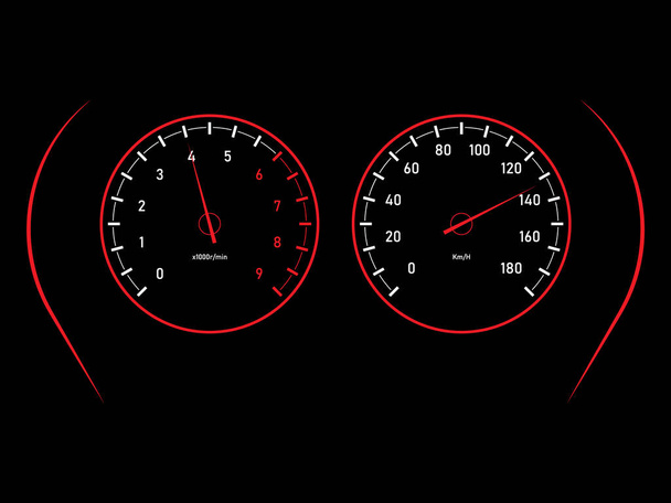 Car dashboard, speed meter racing sport design, vector illustration - Vector, Image
