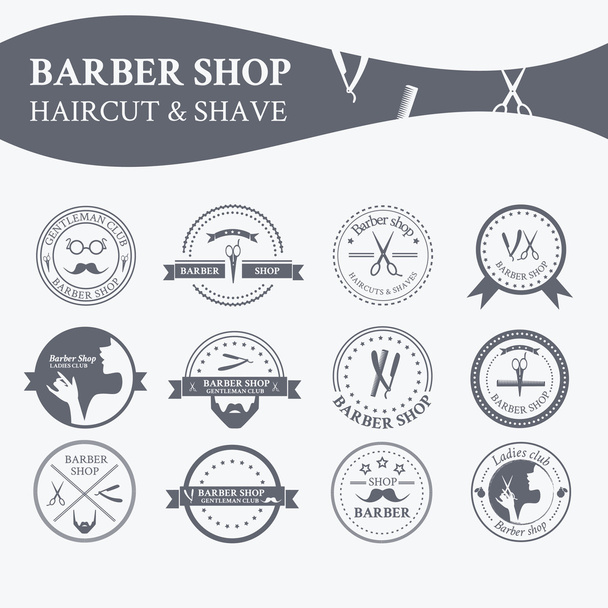 Conjunto perfecto de logos de peluquería y corte de pelo
 - Vector, imagen