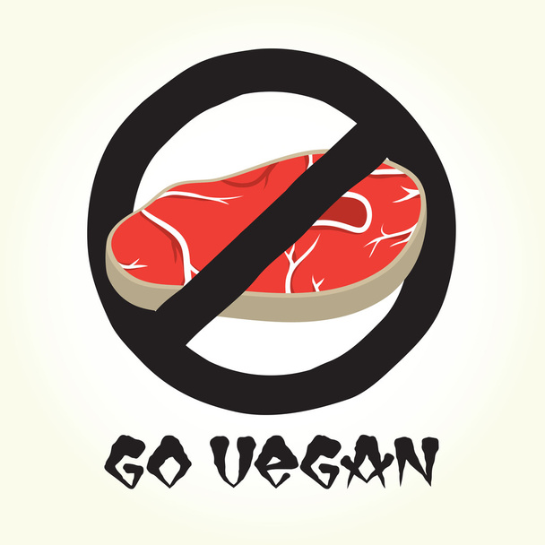 Go vegan meat vector - Vektor, Bild