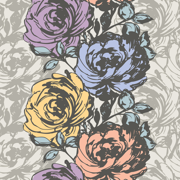Roses flowers pattern - Vector, imagen
