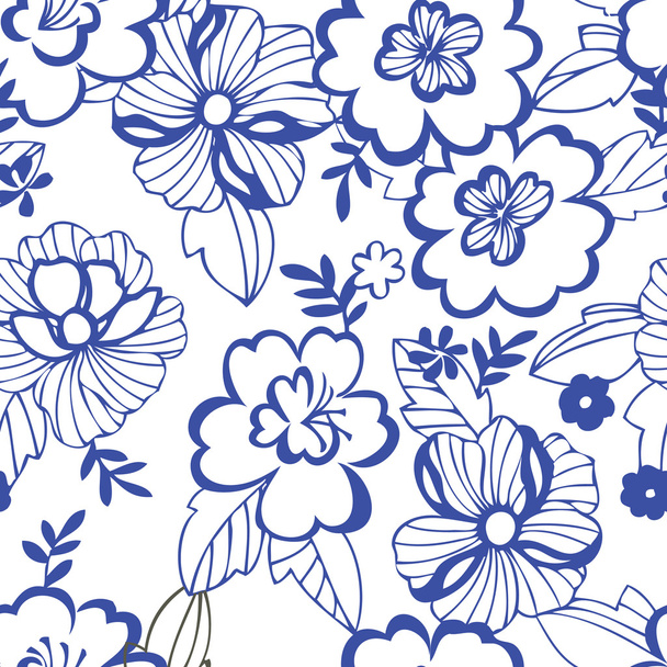 Spring garden flowers pattern - Vector, Imagen