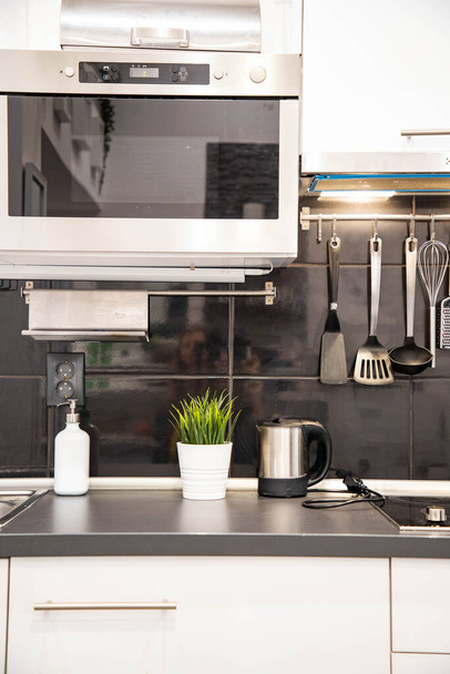 modern black and white kitchen interior - Foto, imagen