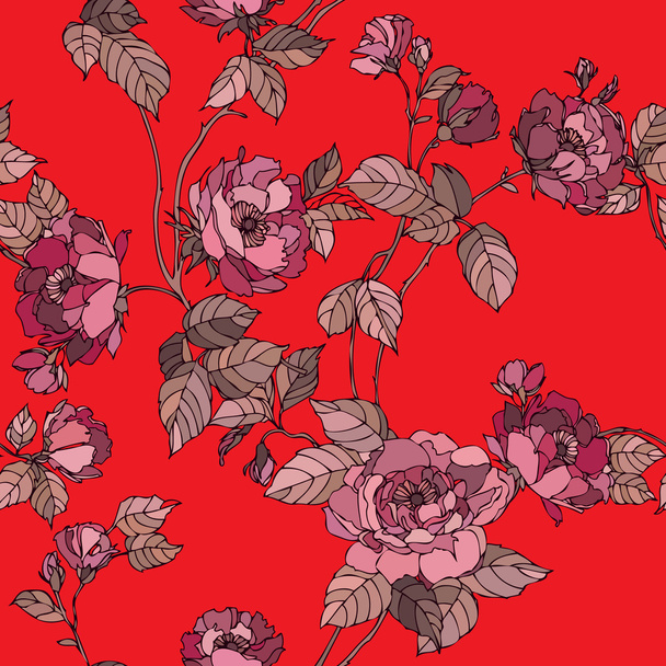 Spring garden flowers pattern - Διάνυσμα, εικόνα