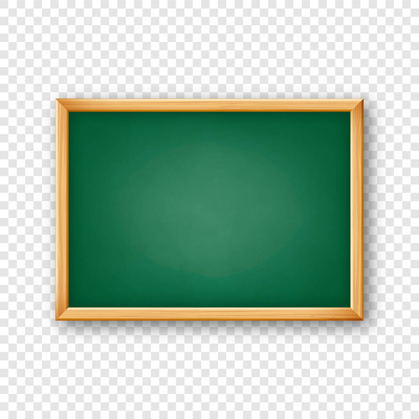 Realistic blank chalkboard in a wooden frame. School blackboard with traces of chalk, writing surface for text or drawing. Presentation board, online studying and e-learning. Vector illustration. - Vector, Imagen
