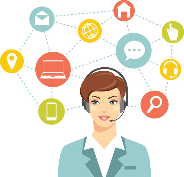 Call center online customer support woman operator concept - Vector, Image