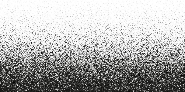 Stipple pattern, dotted geometric background. Stippling, dotwork drawing, shading using dots. Pixel disintegration, random halftone effect. White noise grainy texture. Vector illustration. - Wektor, obraz
