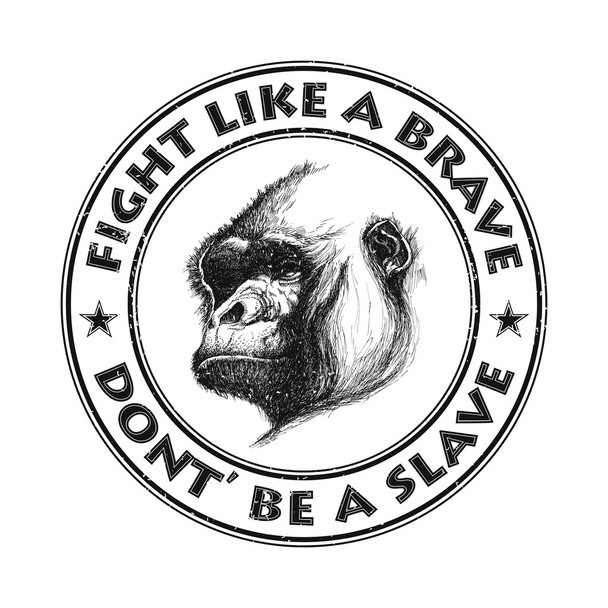 Πίθηκος λογότυπο της κεφαλής σε μαύρο και άσπρο. - Διάνυσμα, εικόνα