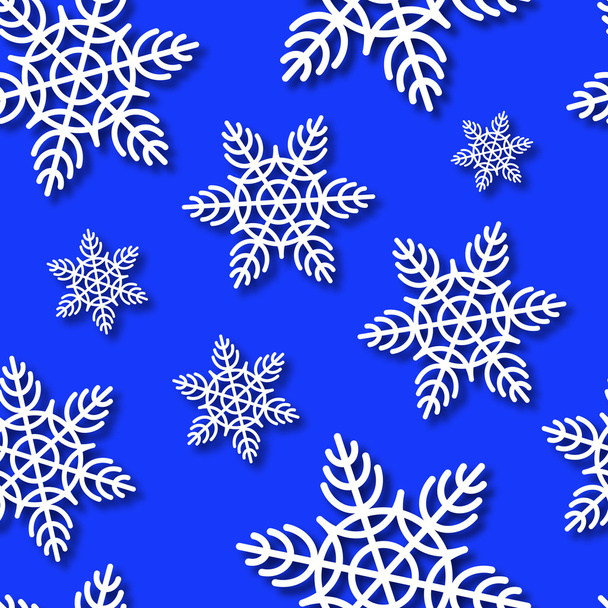 雪片青いシームレス背景 - ベクター画像