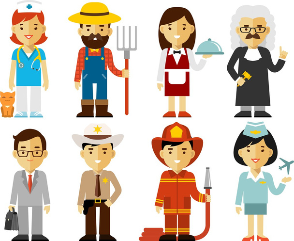 People occupation characters set in flat style - Vector, Image