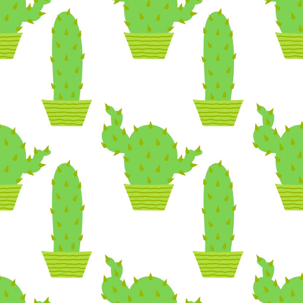 Summer floral seamless cartoon cactus pattern for fabrics and textiles and packaging and wrapping paper and kids. High quality photo - Fotoğraf, Görsel