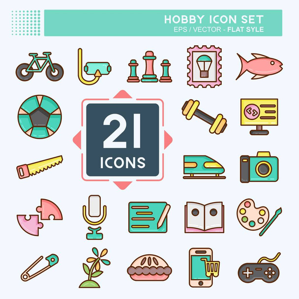 Icon Set Hobby. suitable for education symbol. flat style. simple design editable. design template vector. simple illustration - Vector, Image