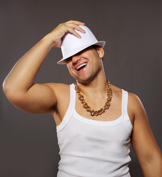 Stylish man in white hat - Φωτογραφία, εικόνα
