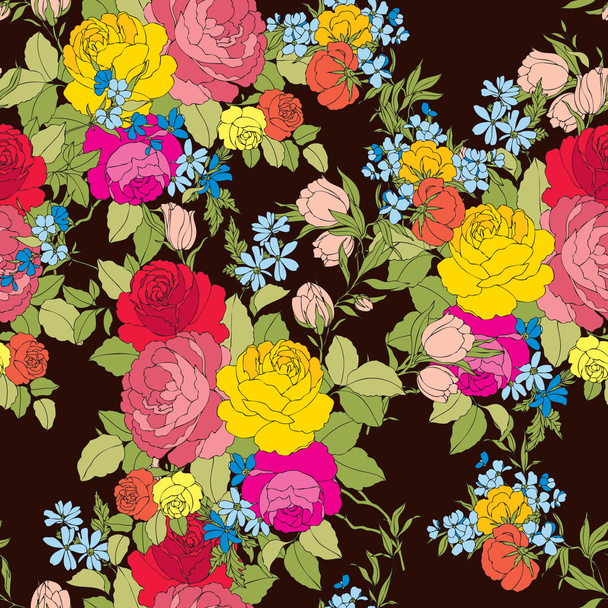 Seamless flowers pattern - Vector, afbeelding