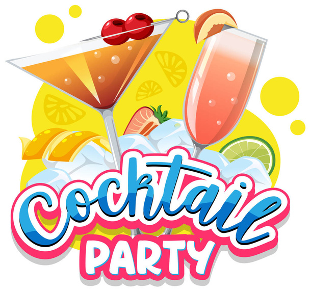 A cocktail party banner text illustration - Vector, Image