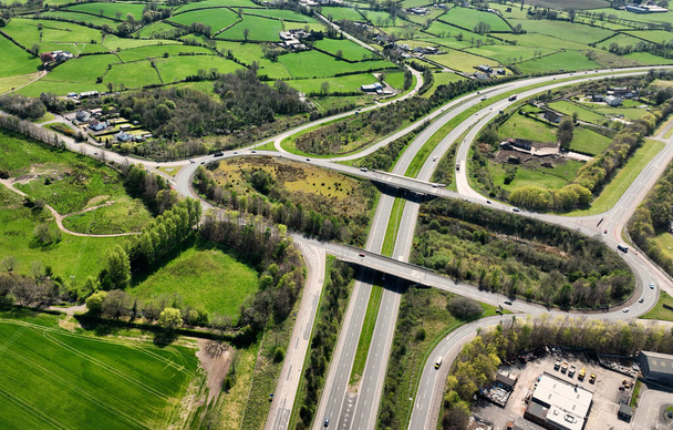 Aerial photo Larne Road Roundabout M2 at Ballymena County Antrim Northern Ireland - 写真・画像