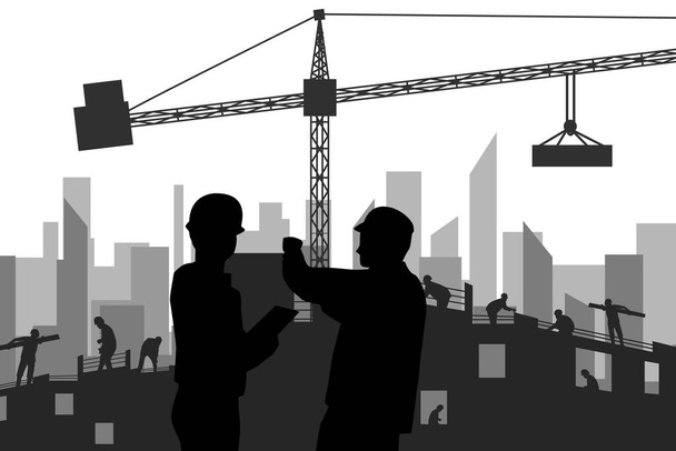 cute construction activity silhouette graphic - Vector, imagen
