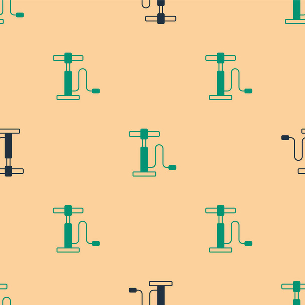 Green and black Car air pump icon isolated seamless pattern on beige background. Vector. - Vettoriali, immagini