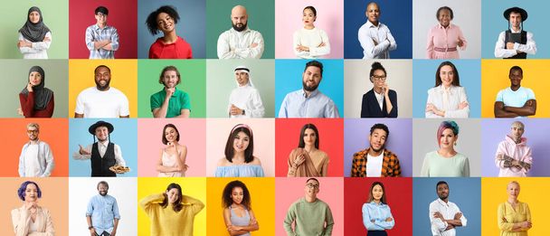 Κολάζ των διαφορετικών ανθρώπων στο φόντο χρώμα - Φωτογραφία, εικόνα
