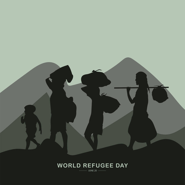 World Refugee Day. 20 June-vector. International immigration day concept background. Refugee day flat illustration for web design, banner etc. - Vector, Imagen