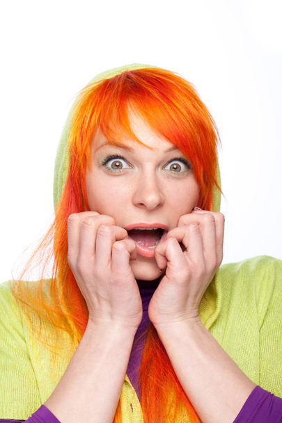 Shocked red hair woman with open mouth - Valokuva, kuva