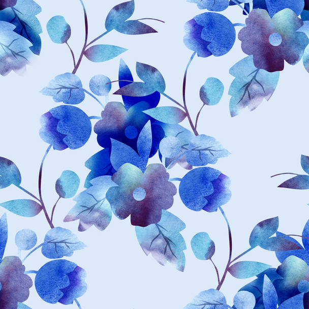 blaues Blütenmuster - Foto, Bild