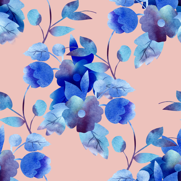 Blue flower pattern - Photo, Image
