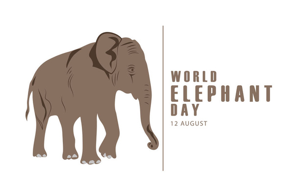 World Elephant Day. Design with elephant silhouette, promoting awareness, support and conservation efforts on World Elephant Day on 12th August. Template for background, banner, card, poster with text - Vektör, Görsel