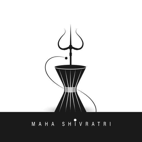 Maha Shivratri 'ye tebrik kartı gösterimi, bir Hindu festivali Lord Shiva' nın Himalaya arka planı, trishul, lingam ile kutlaması.  - Vektör, Görsel