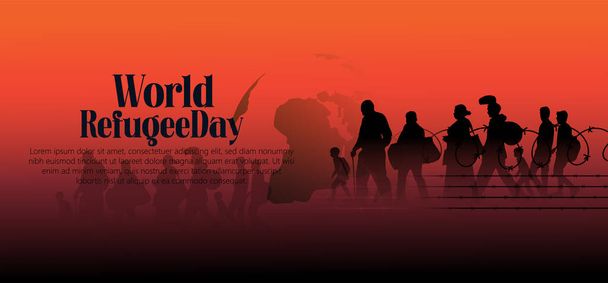 Illustrazione vettoriale sul tema Giornata Mondiale del Rifugiato - Vettoriali, immagini