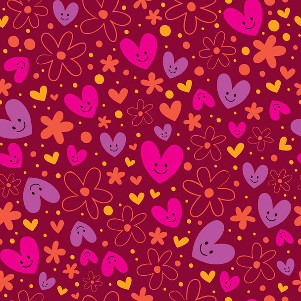 Patrón de corazones y flores
 - Vector, imagen