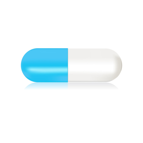 Illustration of blue and white capsule pill vector - Vektori, kuva