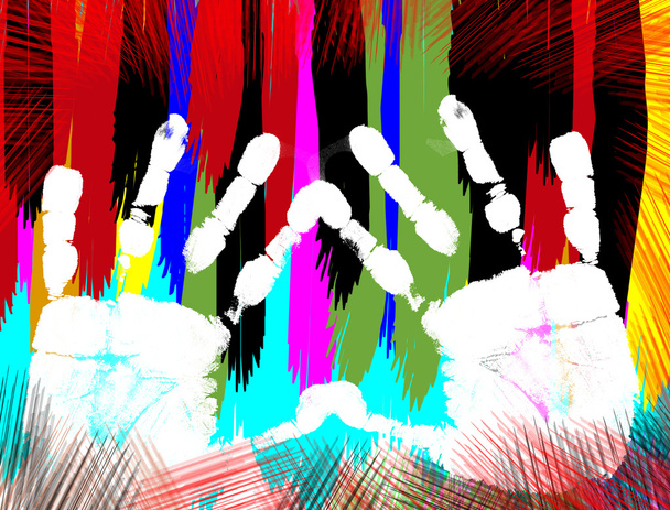 Impressões de mão coloridas
 - Vetor, Imagem