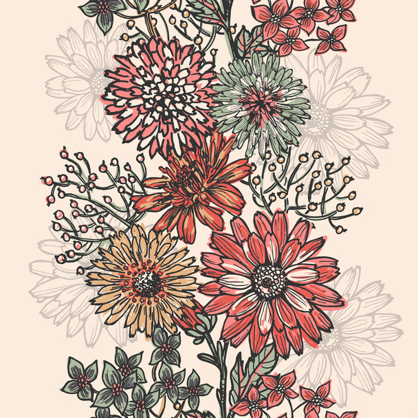 Vintage floral verticale naadloze rand - Vector, afbeelding