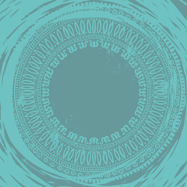 Grunge húzott etnikai kártyát a kék árnyalatai - Vektor, kép