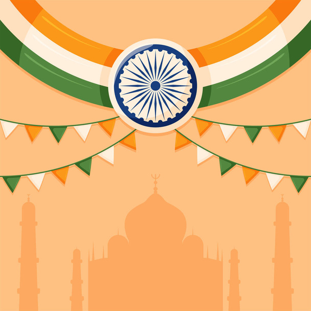 Ινδική Ημέρα Ανεξαρτησίας Ιστορικό. Γιορτάζοντας την 76η Ημέρα Ανεξαρτησίας της Ινδίας με ένα διακριτικό και σύγχρονο υπόβαθρο. - Διάνυσμα, εικόνα